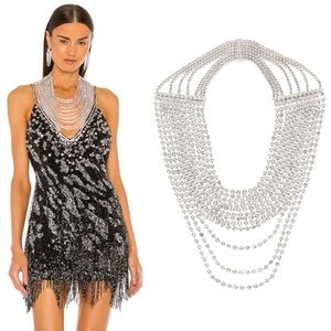 DUNDAS x REVOLVE Etta Crystal Embellished Statement Necklace In Silver